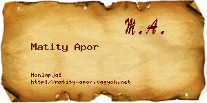 Matity Apor névjegykártya